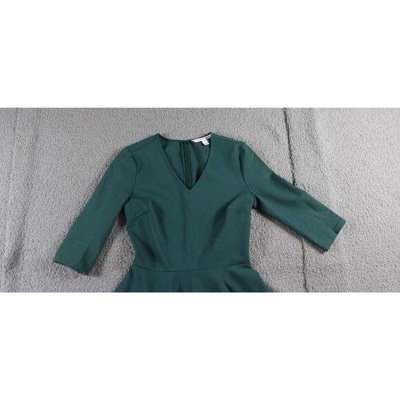 Diane Von Furstenberg Dress Green Xs Jeannie V Neck Long Sleeve A Line - Picture 4 of 12